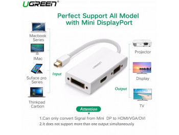 Cáp Thunderbolt - Mini DP to HDMI + VGA + DVI 24+1 chính hãng Ugreen 20417