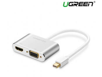 Cáp chuyển đổi Mini Displayport to HDMI và VGA chính hãng - Ugreen 20421 cao cấp màu bạc