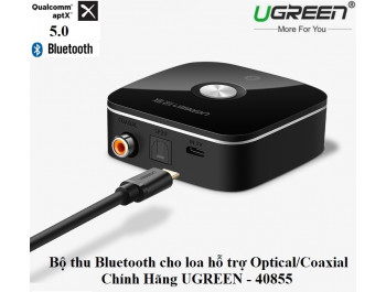 Bộ nhận Bluetooth 5.0 Chính Hãng Ugreen 40855 hỗ trợ Optical + Coaxial