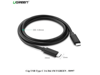 Cáp USB Type-C chính hãng Ugreen 50997 (Black, 1M)