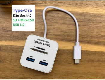 Cổng chuyển từ Type C ra Đầu đọc thẻ SD, Micro SD , USB 3.0