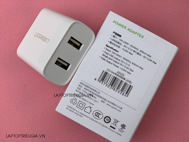 Củ sạc điện thoại ipad Ugreen 3.1A Ugreen 20328 CD104 - Cao cấp của Ugreen