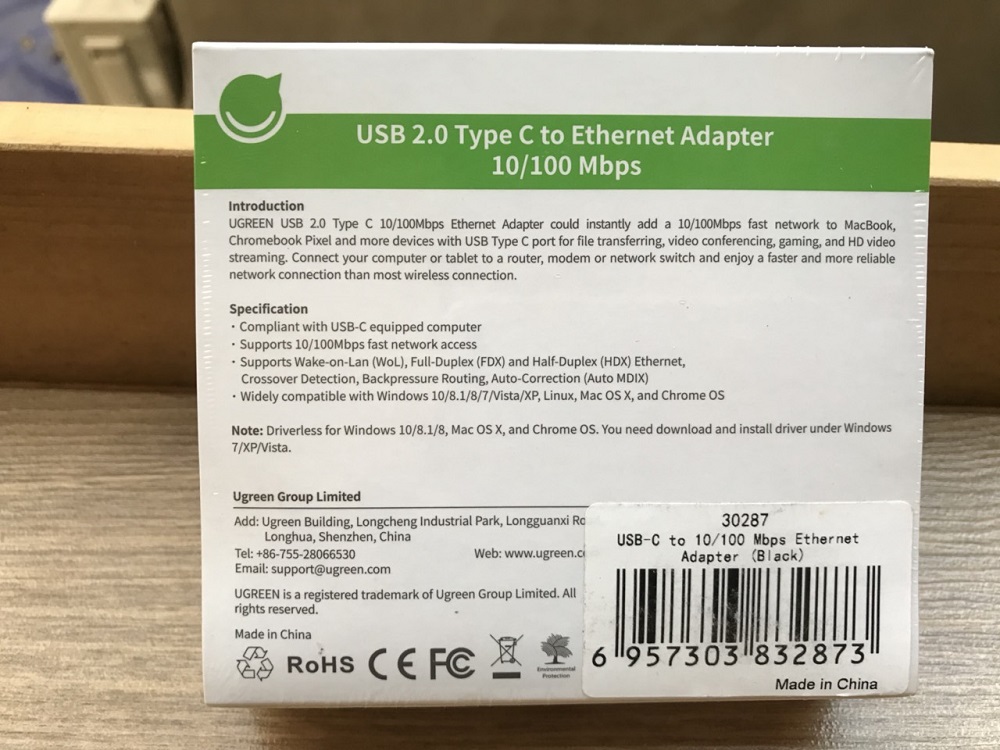 Cáp USB Type C to Lan 10/100 Mbps Ethernet Adapter Ugreen UG-30287 | 40381