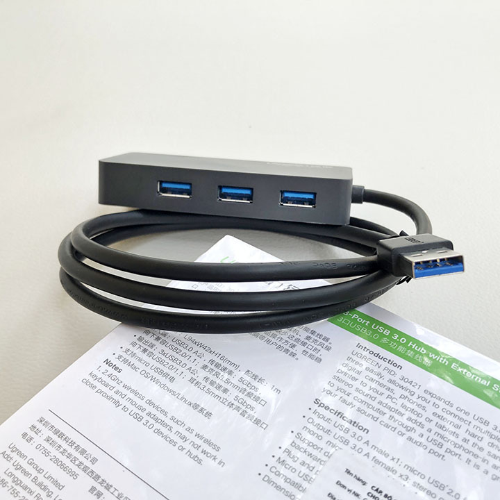 Hub chia cổng USB 3.0 hỗ trợ Audio và Mic - Ugreen 30421
