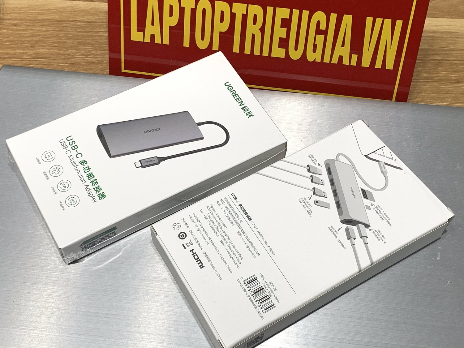 Bộ chuyển USB type-C to HDMI/Hub USB 3.0/SD/TF/Lan Gigabit chính hãng Ugreen 50538